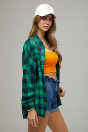 Women's Relaxed Fit Plaid Embroidered Jacket