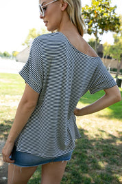 Women's Pin Stripe One Shoulder Boxy Top