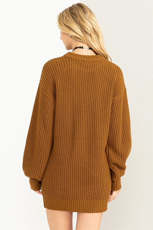 Women's Cozy Cable-Knit Ribbed Mini Sweater Dress