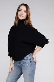 Women's Loose Fit Viscose Dolman Sleeve Turtleneck Sweater