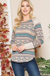 Women's Casual Loose Fit Tribal Print Sweater Knit