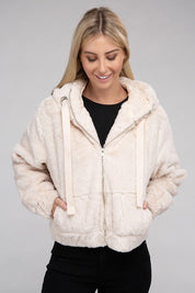 Women's Cozy Fluffy Zip-Up Teddy Hoodie