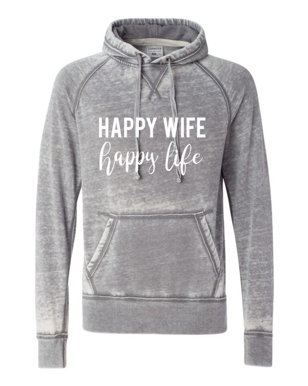 Women's Vintage Hoodie with Happy Wife Design