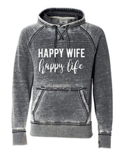 Women's Vintage Hoodie - Happy Wife Happy Life Sweatshirt