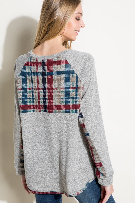 Women's Casual Multi Color Plaid Mixed Top