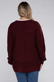 Plus Size Oversized Waffle Open Cardigan Sweater