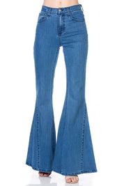 Women's High Waist Vintage Flare Wide Leg Denim Jeans