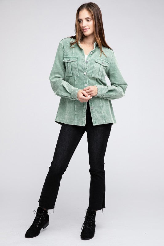 Women's Casual Corduroy Buttoned Jacket