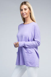 Women's Relaxed Viscose Sweater with Front Pockets