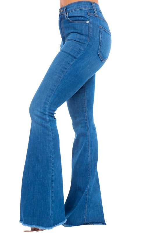 Women's High Rise Bell Bottom Jeans in Medium Wash