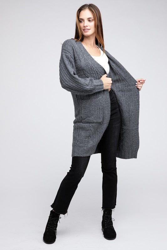 Women's Loose Fit Twist Knitted Open Front Cardigan