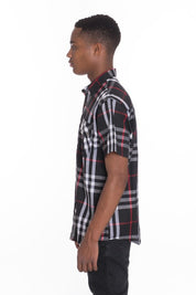 Men's Casual Short Sleeve Checker Plaid Shirt