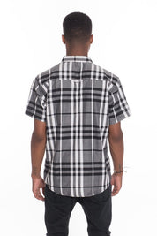 Men's Casual Short Sleeve Checker Plaid Shirt