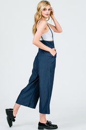 TENCEL SUPER WAIST SUSPENDER WIDE LEG CAPRI PANTS