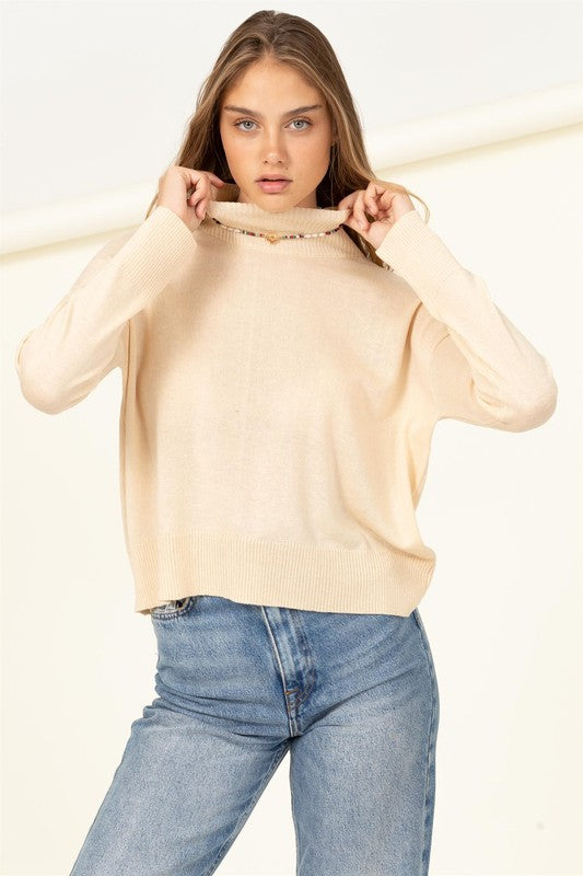 Women's Cozy High-Neckline Relaxed Sweater