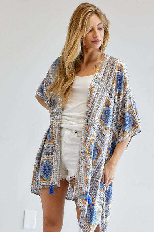 Women's Printed Short Sleeve Kimono