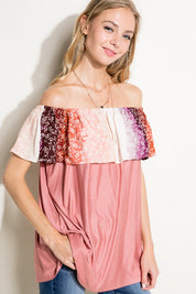 Women's Ombre Tie Dye Off Shoulder Top