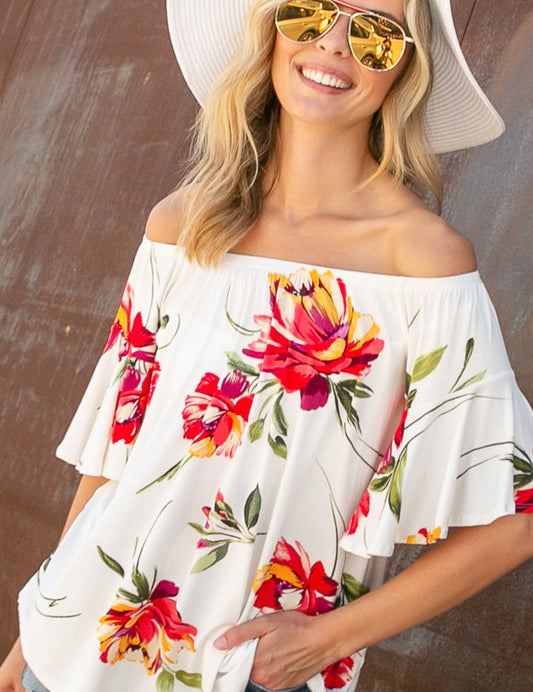 Women's Floral Off Shoulder Top