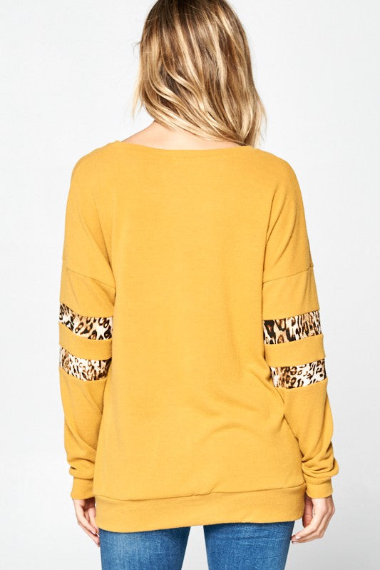 Women's Casual V Neck Long Sleeve Animal Print Tunic Top