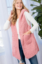 Women's Oversized Sherpa Fleece Long Vest