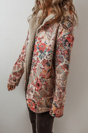 Women's Hooded Floral Sherpa Lined Jacket