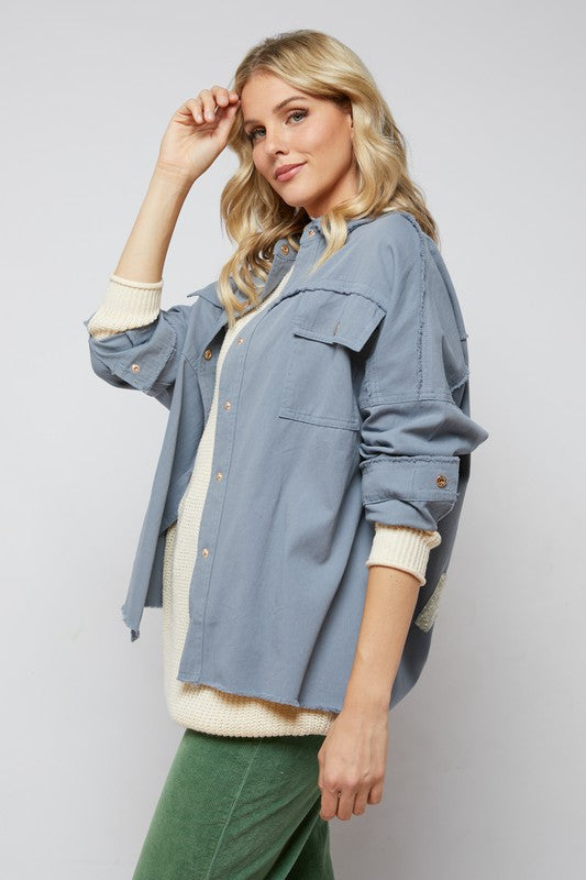 Women's Relaxed Sequin Button Down Jacket