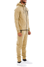 Men's Full Zip Solid Color Track Set