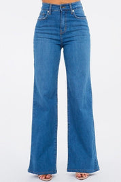 Women's High Rise Wide Leg Jeans in Medium Blue