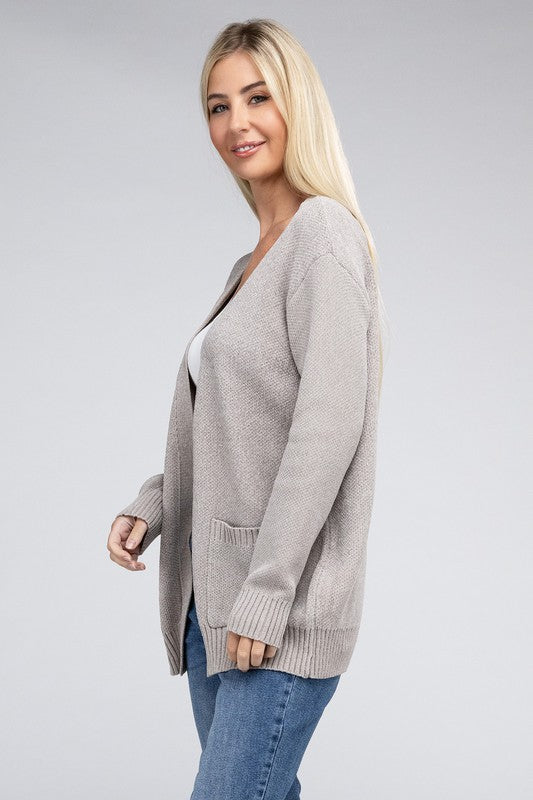 Women's Relaxed Melange Open Front Sweater Cardigan