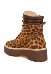 Women's Casual High Ankle Leopard Suede Boots