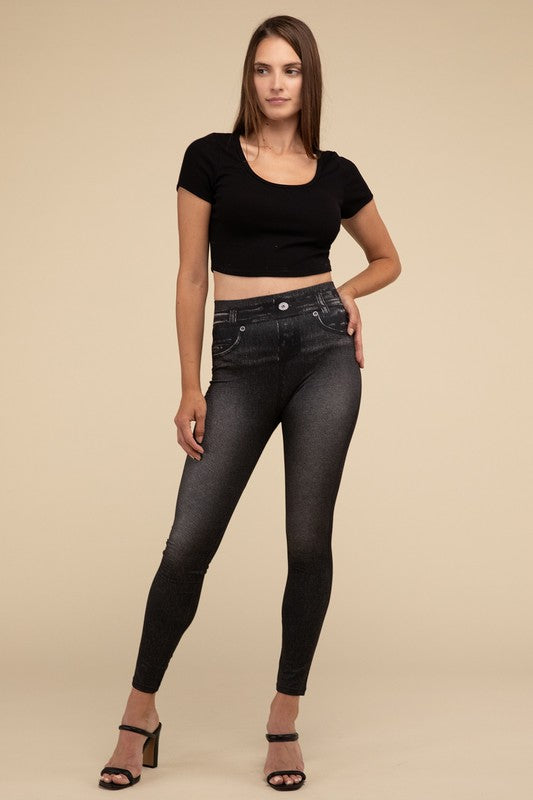 Women's High-Rise Fitted Denim Leggings