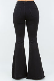 Women's High Rise Bell Bottom Jeans with Side Studs