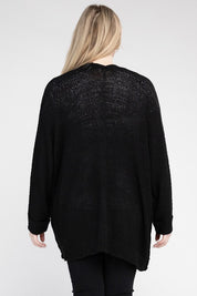 Women's Plus Size Ribbed Knit Oversized Cardigan