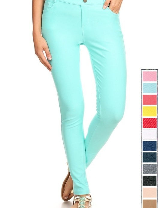 Cotton-Blend 5-Pocket Skinny Jeggings