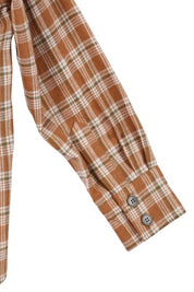 Women's Beige Plaid Button-Up Shirt