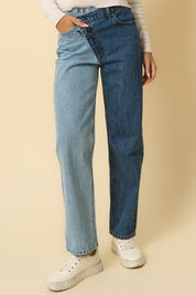 Women's High Waisted Crossover Straight Jeans