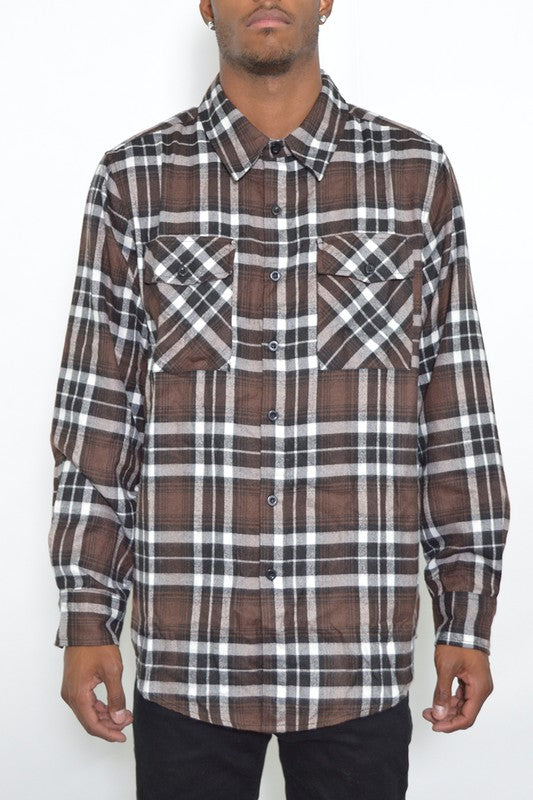 Men's Regular Fit Checker Plaid Flannel Shirt