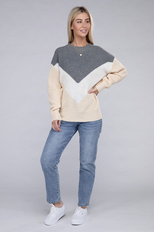 Women's Colorblock Drop Shoulder Sweater