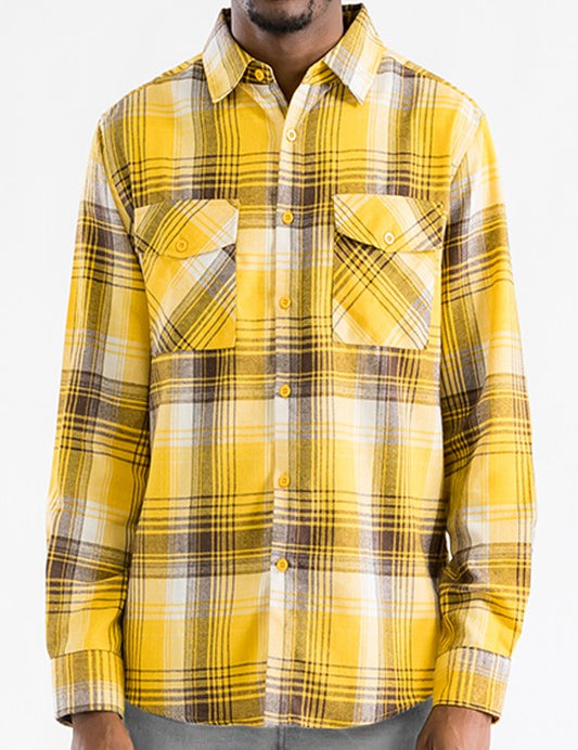 Men's Regular Fit Checker Plaid Flannel Shirt