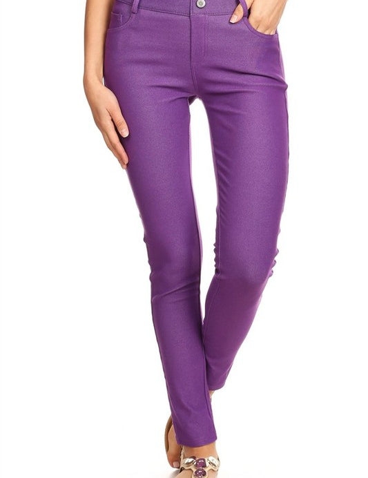 Cotton-Blend 5-Pocket Skinny Jeggings