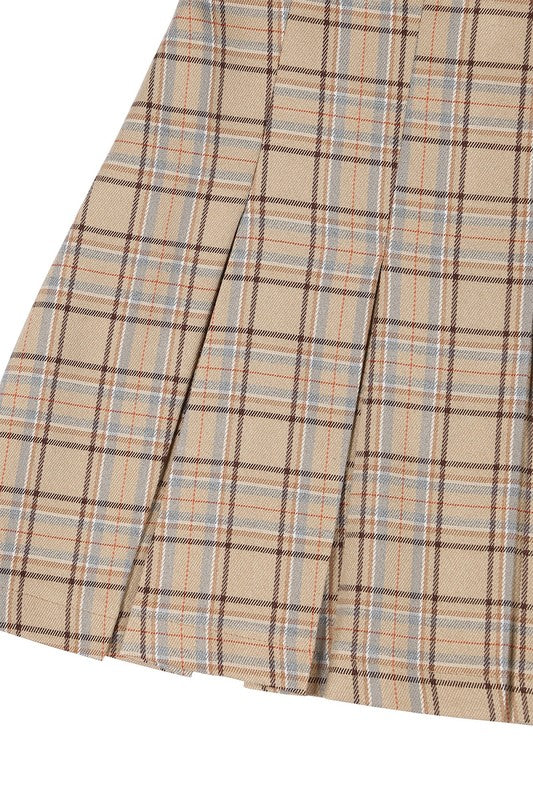 Plaid pleated mini skirt