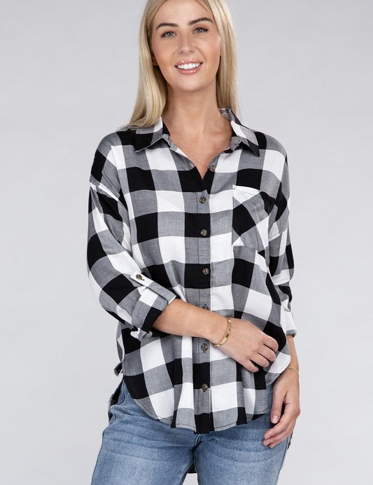 Women's Casual Plaid Flannel Shirt