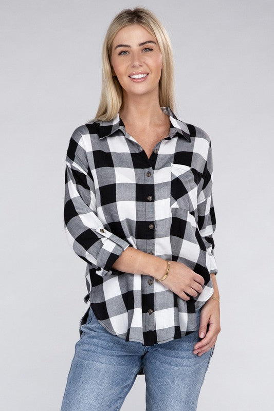 Women's Casual Plaid Flannel Shirt