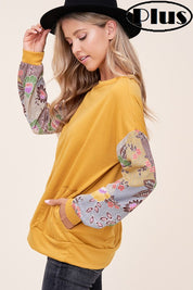 Women's Casual Floral Mixed Long Sleeve Top