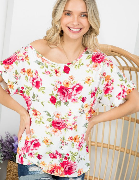 Women's Floral Print One Shoulder Top