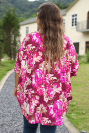 Women's Plus Size Floral Print Short Sleeve Blouse