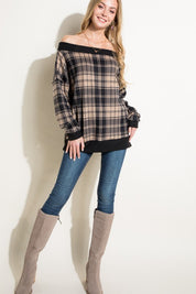 Women's Plaid Off Shoulder Top