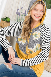 Plus Size Floral Stripe Mix Sweatshirts