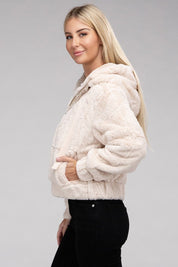 Women's Cozy Fluffy Zip-Up Teddy Hoodie