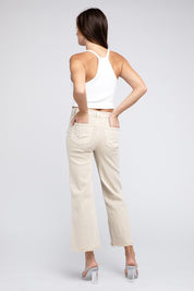 Women's Acid Wash Frayed Hem Wide Leg Pants